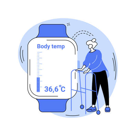 Smartwatch body temperature monitoring isolated cartoon vector illustrations.のイラスト素材
