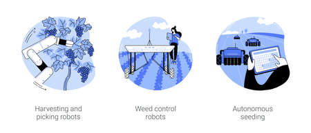 Robotic in agriculture isolated cartoon vector illustrations seのイラスト素材