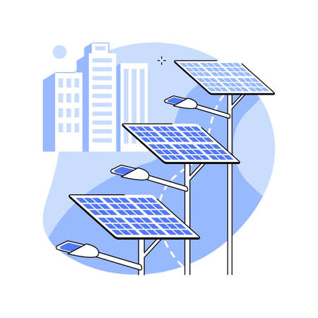 Smart city street lighting isolated cartoon vector illustrations.のイラスト素材