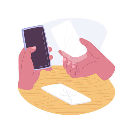 Smartphone screen protectors isolated cartoon vector illustrations.のイラスト素材