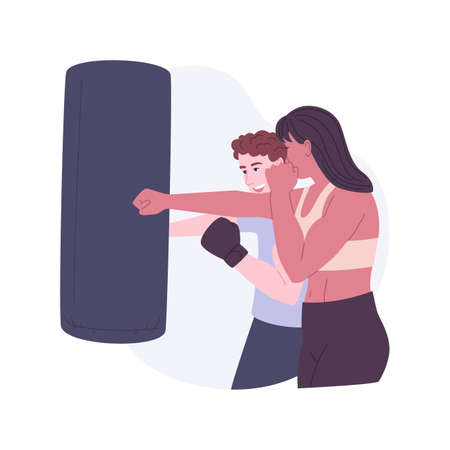 Boxing instructor isolated cartoon vector illustrations.のイラスト素材