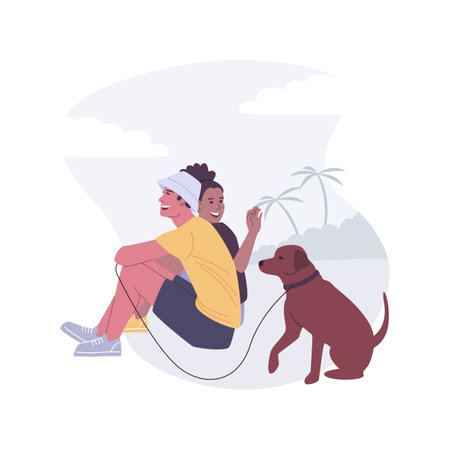 Dog beach isolated cartoon vector illustrations.のイラスト素材