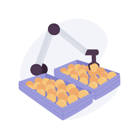 Pick and place robots isolated cartoon vector illustrations.のイラスト素材