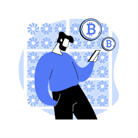 Cryptocurrency mining isolated cartoon vector illustrations.のイラスト素材