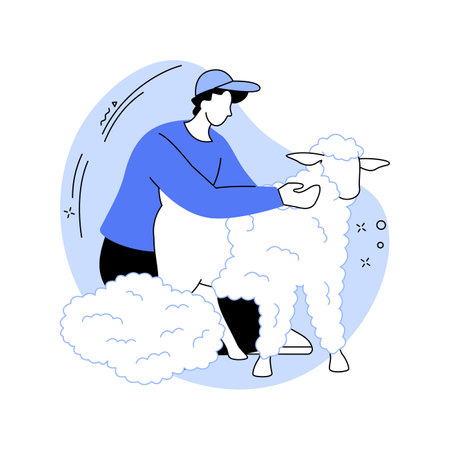 Sheep wool production isolated cartoon vector illustrations.のイラスト素材