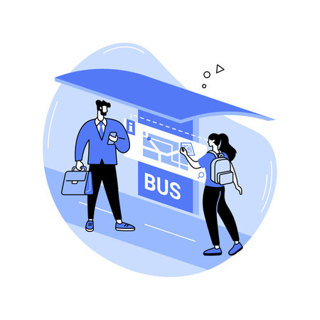 Smart bus stop isolated cartoon vector illustrations.のイラスト素材