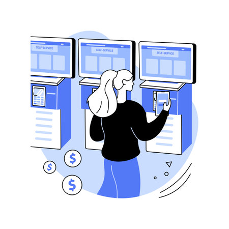 Self-service bank terminal isolated cartoon vector illustrations.のイラスト素材