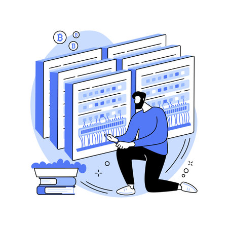 Cryptocurrency mining isolated cartoon vector illustrations.のイラスト素材