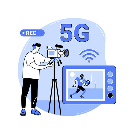 5G sports broadcasting isolated cartoon vector illustrations.のイラスト素材