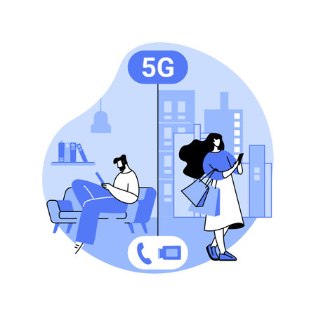 5G video calls isolated cartoon vector illustrations.のイラスト素材