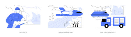 Fighting the wildfire abstract concept vector illustrations.のイラスト素材