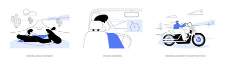 Driving on a highway abstract concept vector illustrations.のイラスト素材