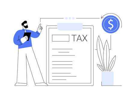 Income tax and benefit return abstract concept vector illustration.のイラスト素材