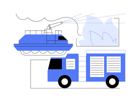 Fire fighting vehicle abstract concept vector illustration.のイラスト素材