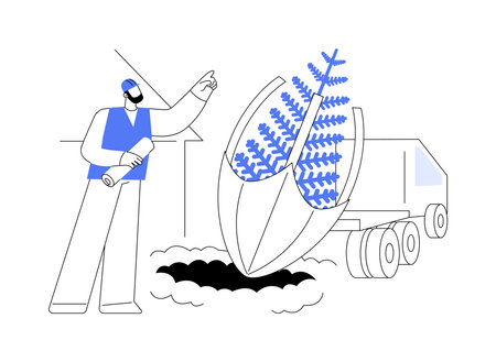 Transplanting trees abstract concept vector illustration.のイラスト素材