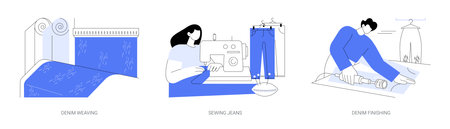 Jeans production abstract concept vector illustrations.のイラスト素材