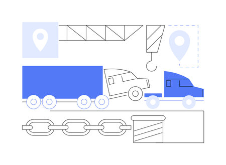 Heavy truck towing abstract concept vector illustration.のイラスト素材