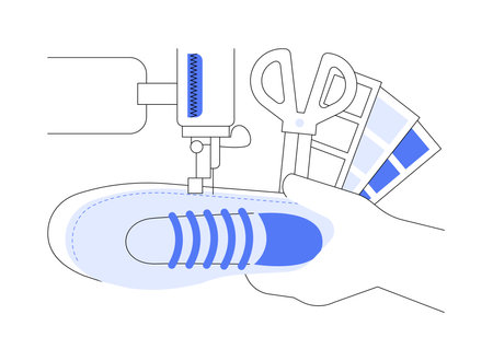 Footwear sewing abstract concept vector illustration.のイラスト素材