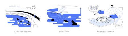 Plastic clean up abstract concept vector illustrations.