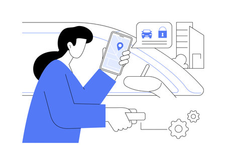Opening a carsharing car abstract concept vector illustration.のイラスト素材