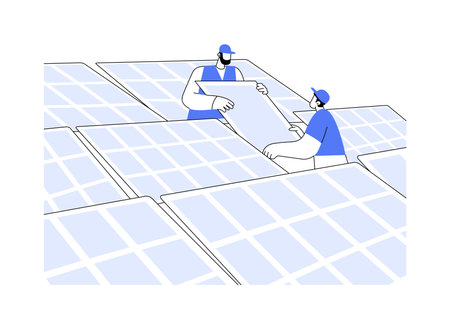Solar power plants abstract concept vector illustration.のイラスト素材