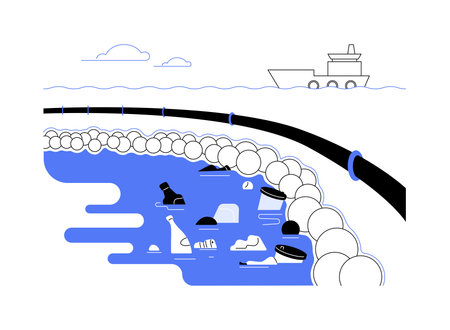 Ocean cleanup project abstract concept vector illustration.のイラスト素材