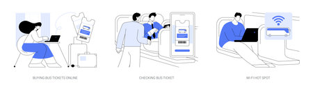 Long distance bus abstract concept vector illustrations.のイラスト素材