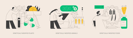 Biotechnology in agriculture abstract concept vector illustrations.のイラスト素材