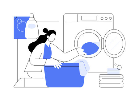 Loading washing machine isolated cartoon vector illustrations.のイラスト素材