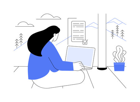 Writing for travel blog isolated cartoon vector illustrations.のイラスト素材