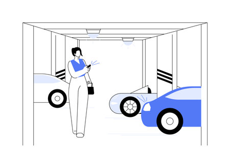 Underground parking garage abstract concept vector illustration.のイラスト素材