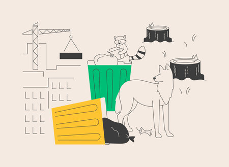 Habitat loss for wild animals abstract concept vector illustration.のイラスト素材