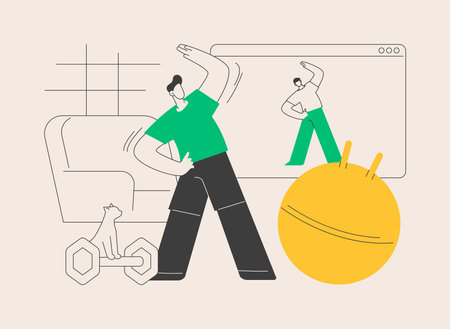 Home gymnastics abstract concept vector illustration.のイラスト素材