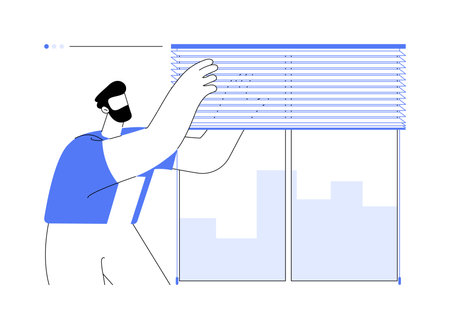 Hanging blinds abstract concept vector illustration.のイラスト素材