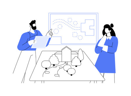 Landscape design project abstract concept vector illustration.のイラスト素材