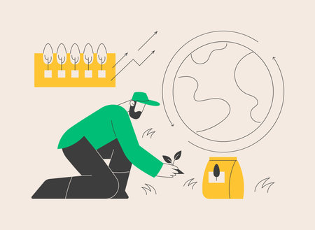 Reforestation abstract concept vector illustration.のイラスト素材