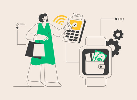 Smartwatch payment abstract concept vector illustration.のイラスト素材