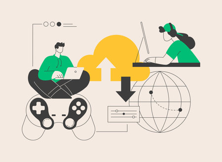 Cloud gaming abstract concept vector illustration.のイラスト素材