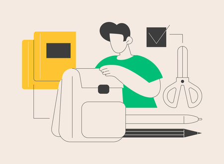 School supplies abstract concept vector illustration.のイラスト素材