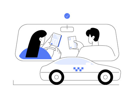 Pay for a taxi with a card abstract concept vector illustration.のイラスト素材