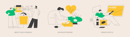 Inactive lifestyle problems abstract concept vector illustrations.のイラスト素材