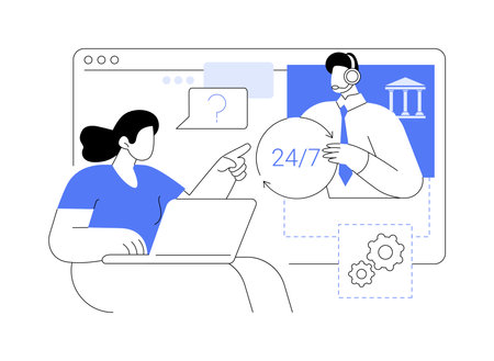 24 for 7 banking support isolated cartoon vector illustrations.のイラスト素材
