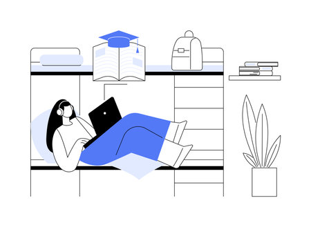 Study in the dormitory isolated cartoon vector illustrations.のイラスト素材