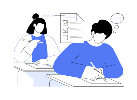 Writing test isolated cartoon vector illustrations.のイラスト素材