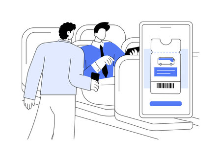 Checking bus ticket abstract concept vector illustration.のイラスト素材