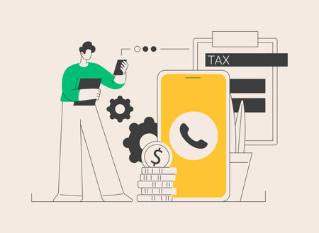 Phone tax filing abstract concept vector illustration.のイラスト素材