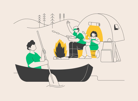 Summer camp abstract concept vector illustration.のイラスト素材