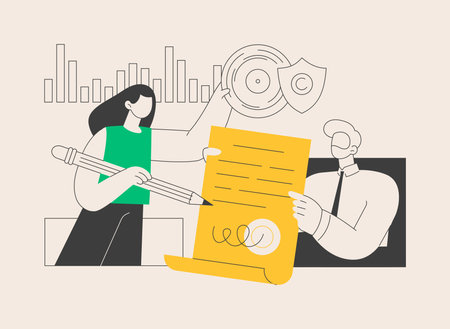 Licensing contract abstract concept vector illustration.のイラスト素材