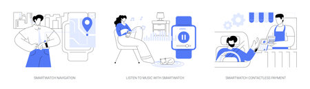 Smartwatch use isolated cartoon vector illustrations seのイラスト素材