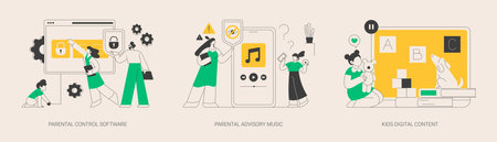 Media content limitation technology abstract concept vector illustrations.のイラスト素材
